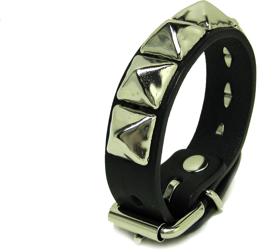 Amazon | [SKULLNEST] 1連 ピラミッド スタッズ レザー ブレスレット