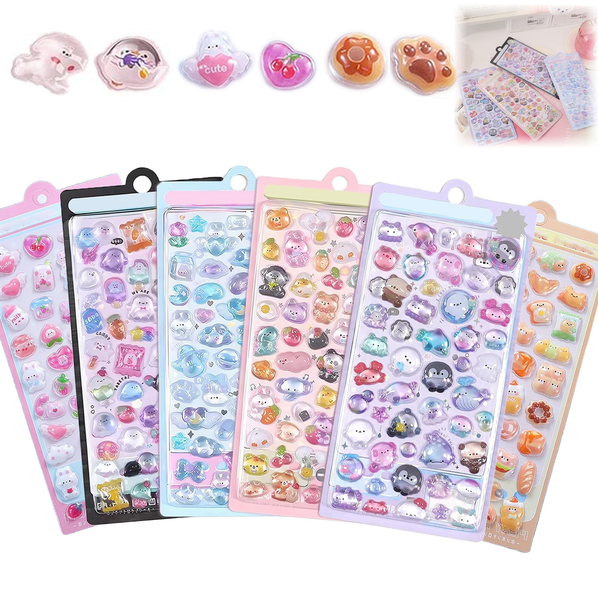 Amazon | シール 可愛い 立体 【2025新型- 6枚セット】3D キャラクター