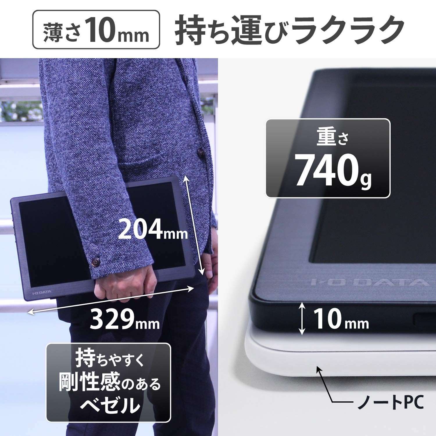 Amazon.co.jp: IODATA モバイルモニター 13.3インチ フルHD ADSパネル