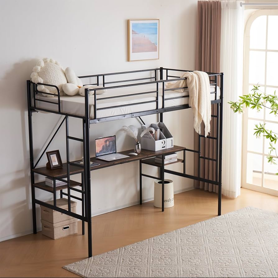 Amazon｜ロフトベッド システムベット デスク付き シングル 二段ベッド
