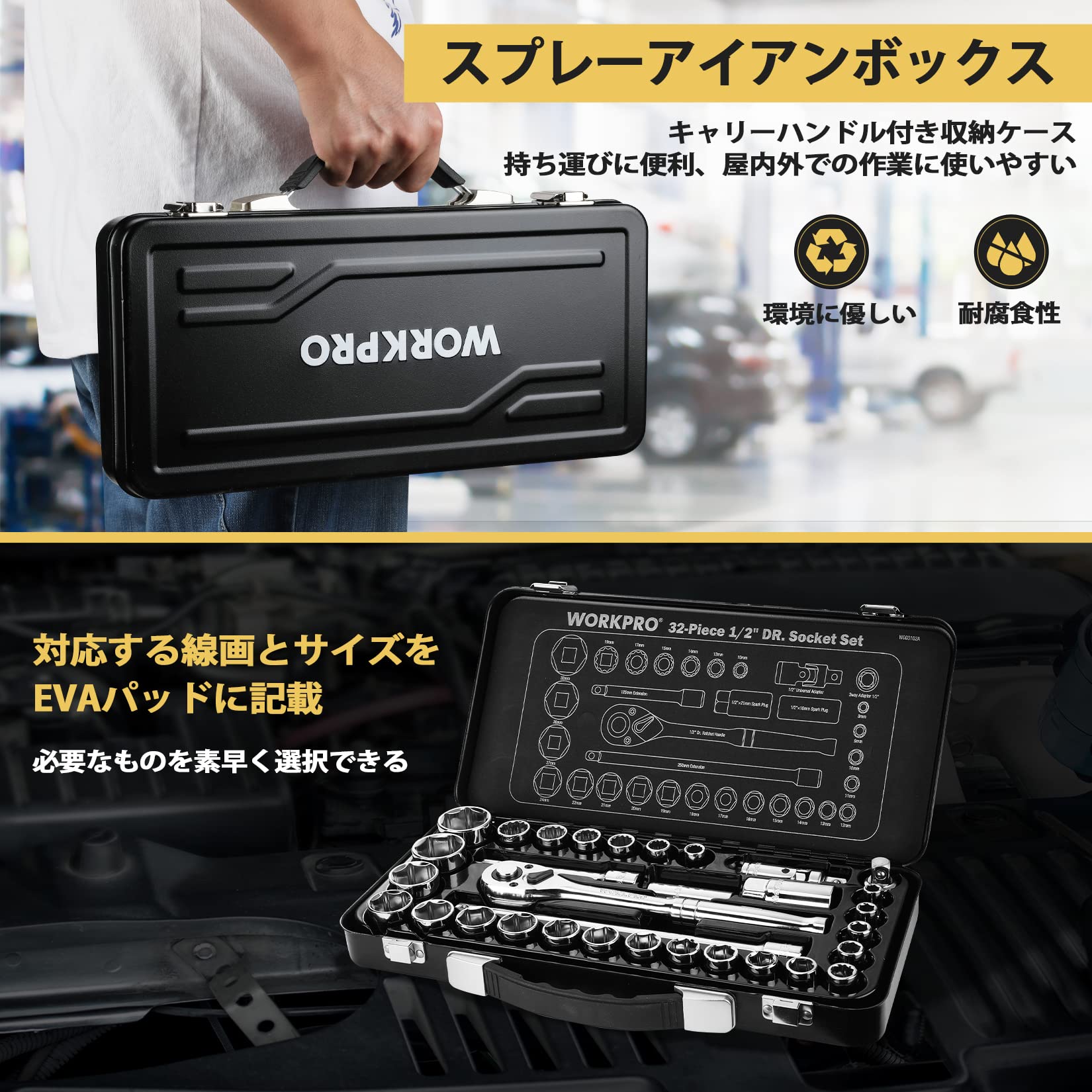 Amazon.co.jp: WORKPRO ソケットレンチセット 差込角12.7mm 32点セット