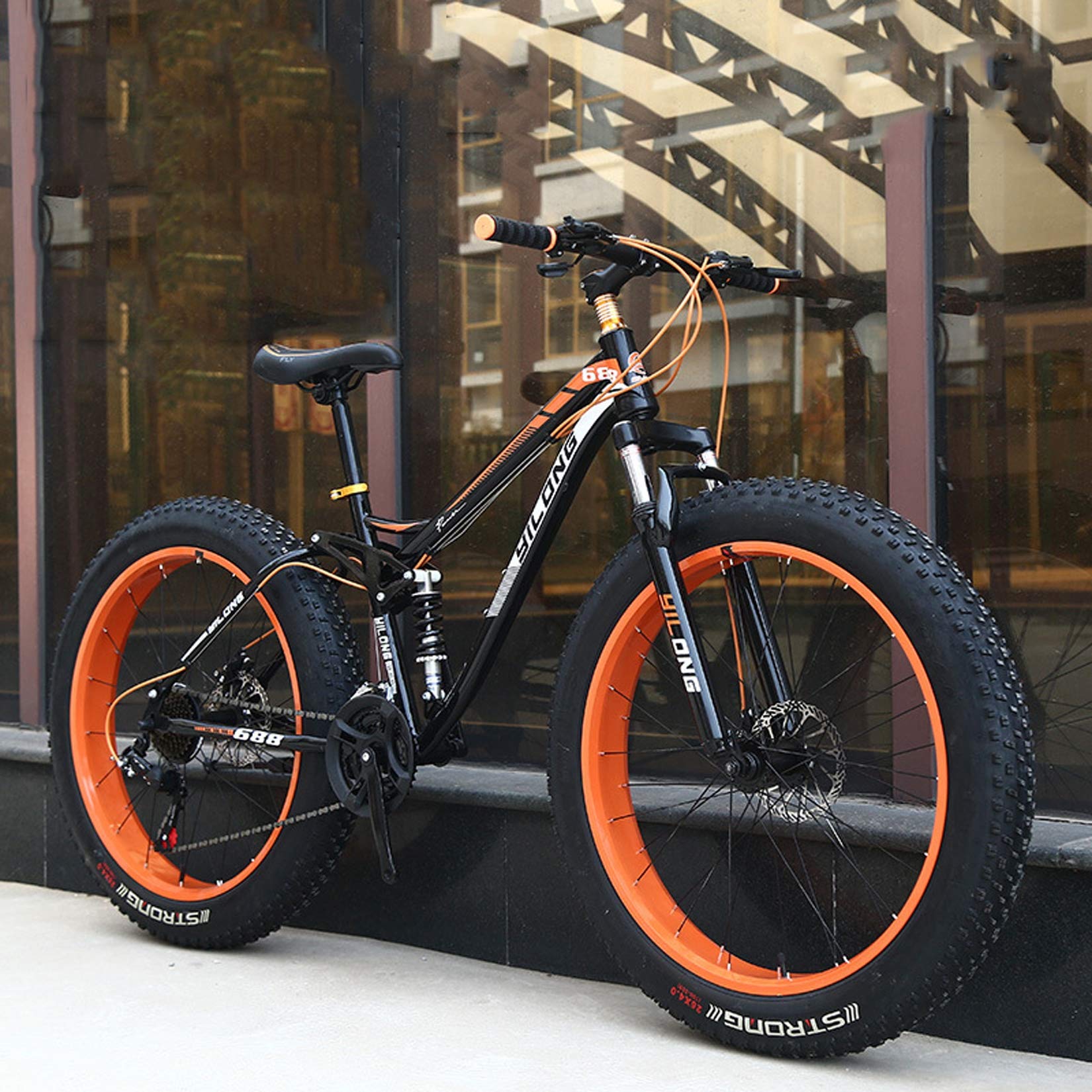 Amazon | メンズファットタイヤマウンテンバイク、26インチホイール7