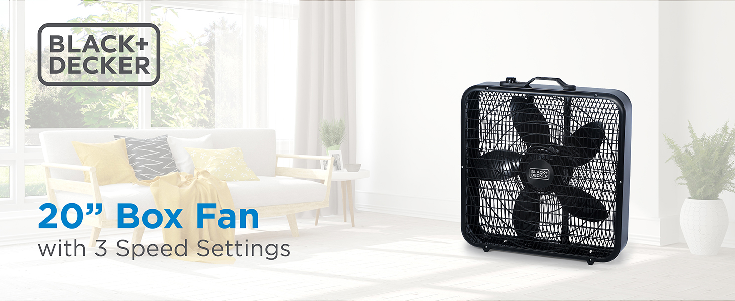 Amazon.com: BLACK+DECKER Box Fan with 3 Speed Settings, 20” Box
