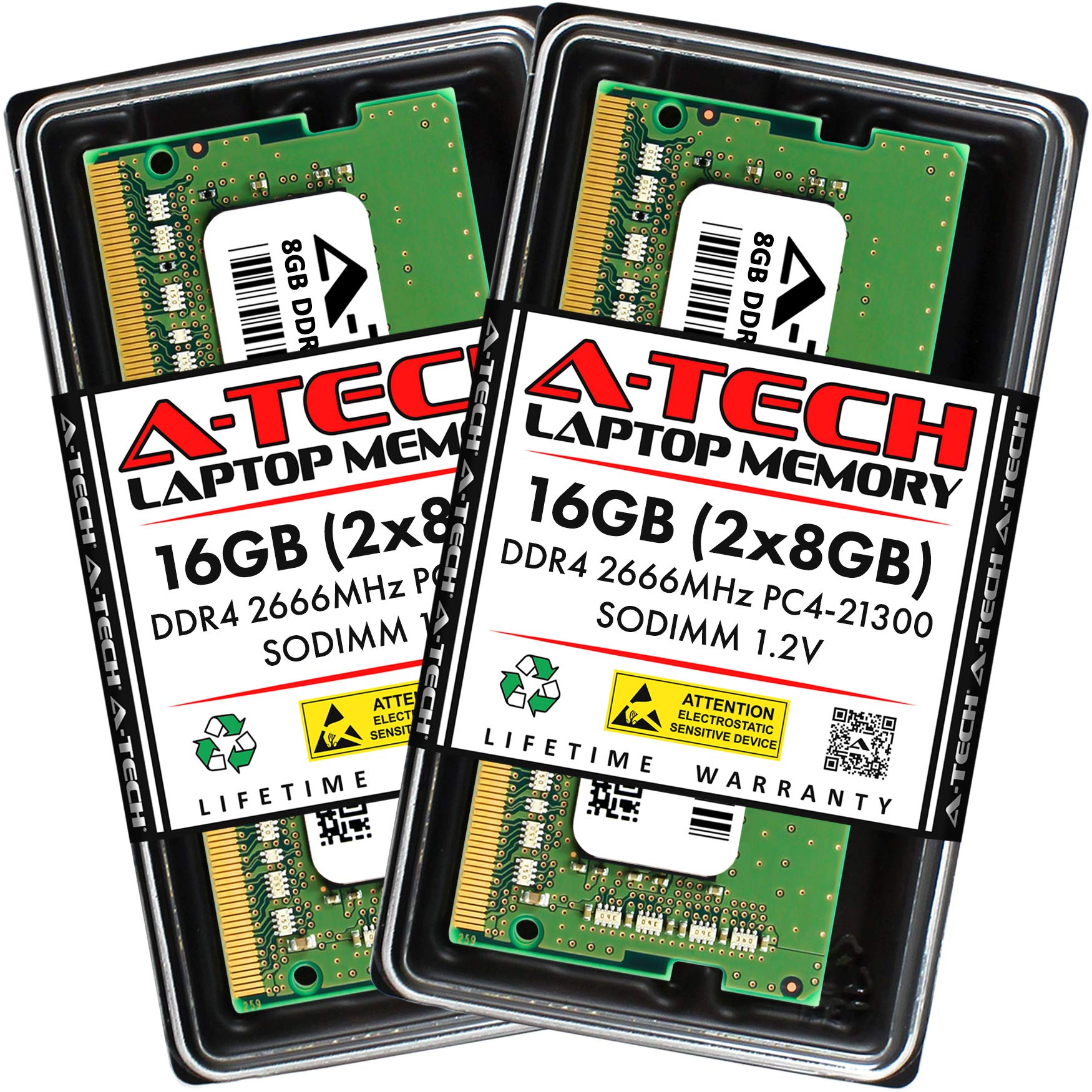 A-Tech 16GB (2x8GB) DDR4 2666MHz PC4-21300 (PC4-2666V) CL19 SODIMM