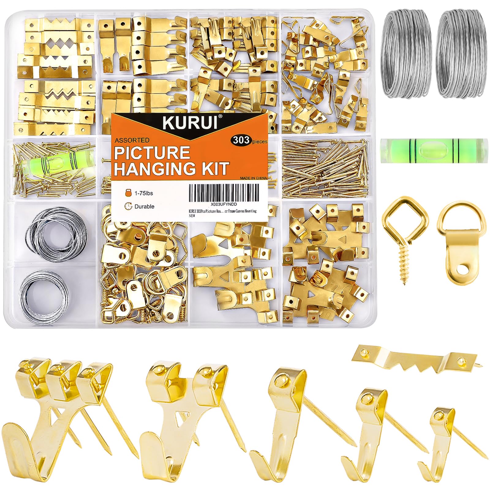 KURUI 303Pcs Picture Hanging Kit, Picture Hangers Assorted Kit