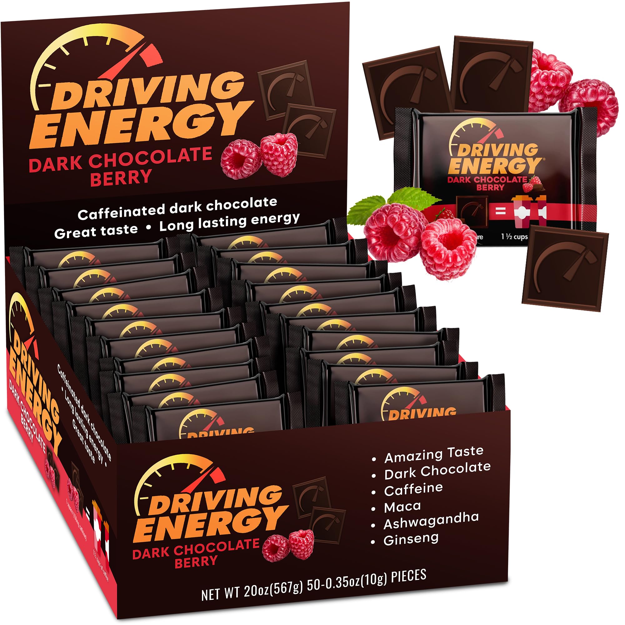 Amazon.com : Driving Energy - Caffeinated Energy Bite Size - Dark