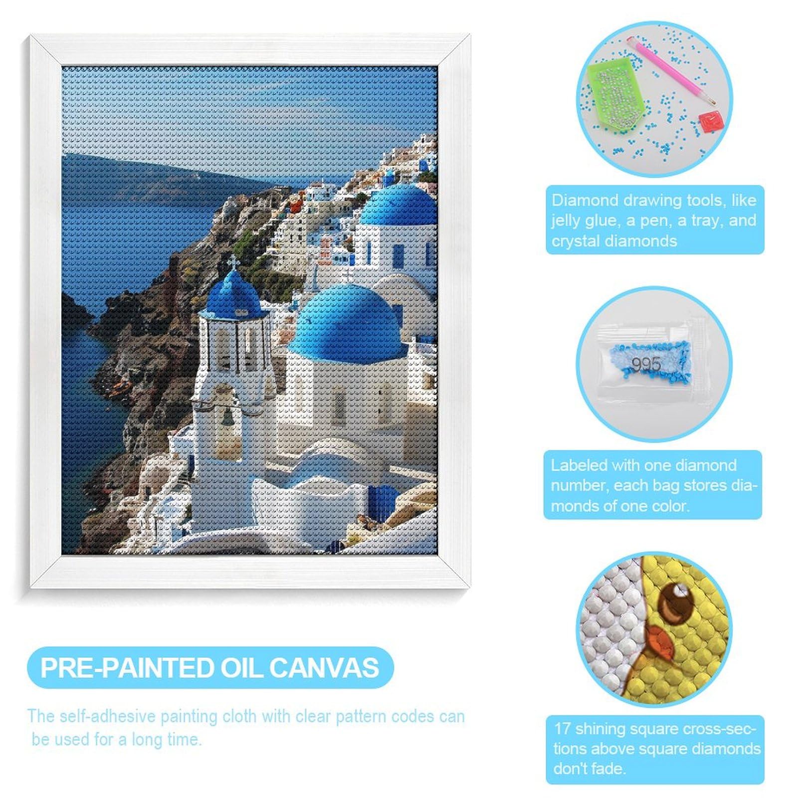 Amazon | ダイヤモンドアート ギリシャ サントリーニ島の風景