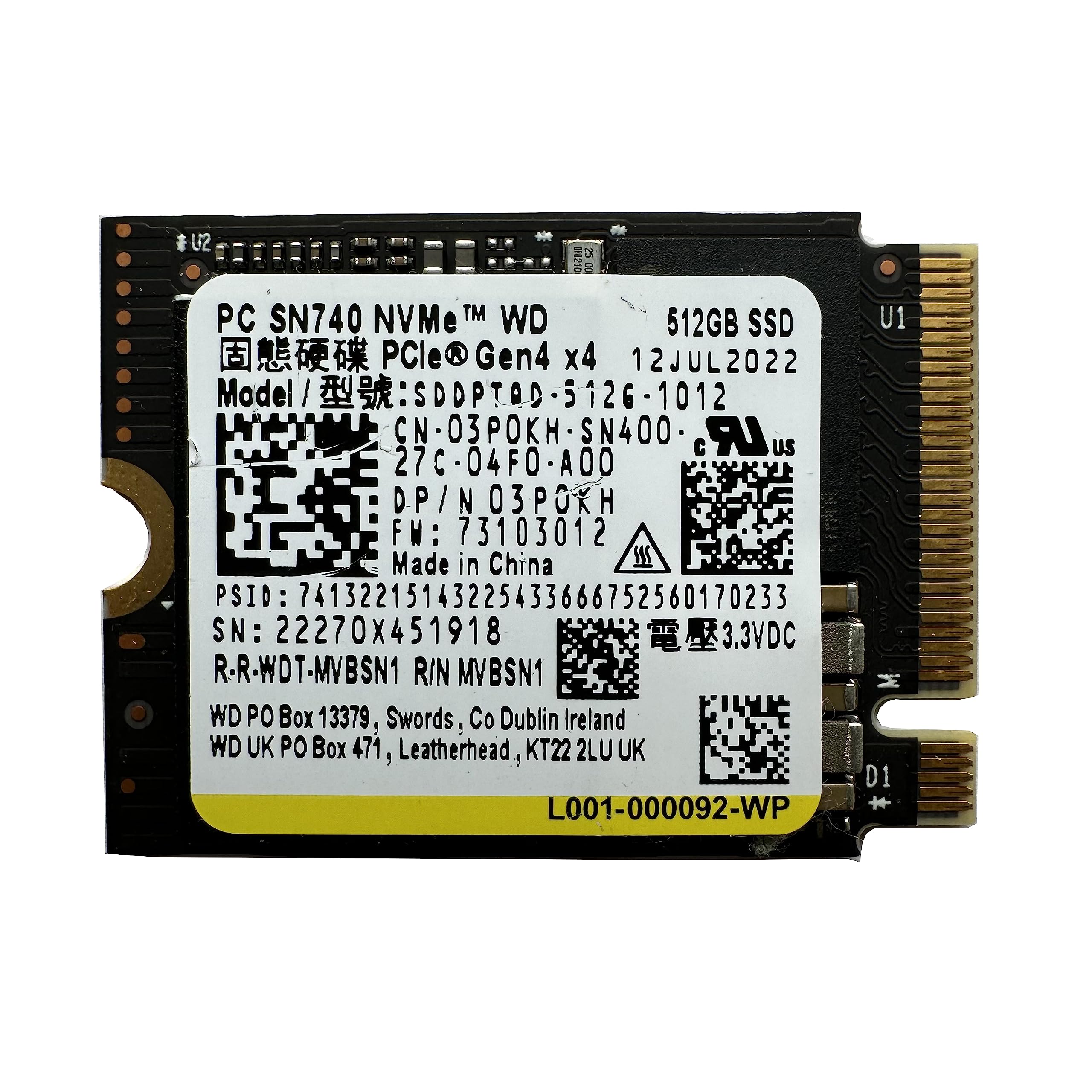 Amazon.com: WD SN740 512GB SSD M.2 2230 30mm NVMe PCIe 4.0 Gen 4 x