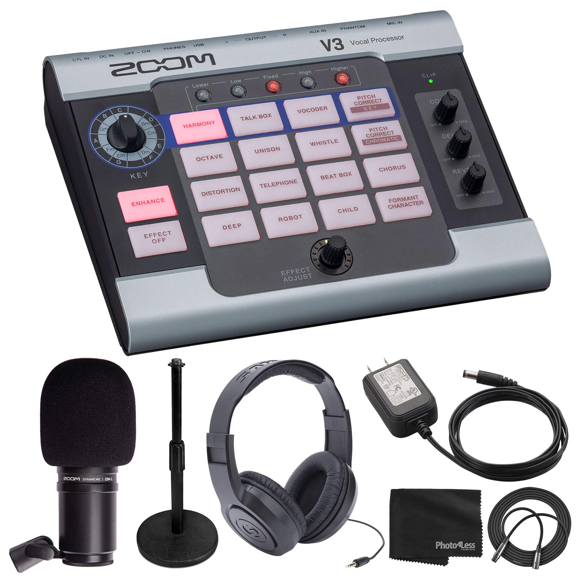 Amazon.com: Zoom V3 Vocal Effects Processor + Zoom ZDM-1 Dynamic