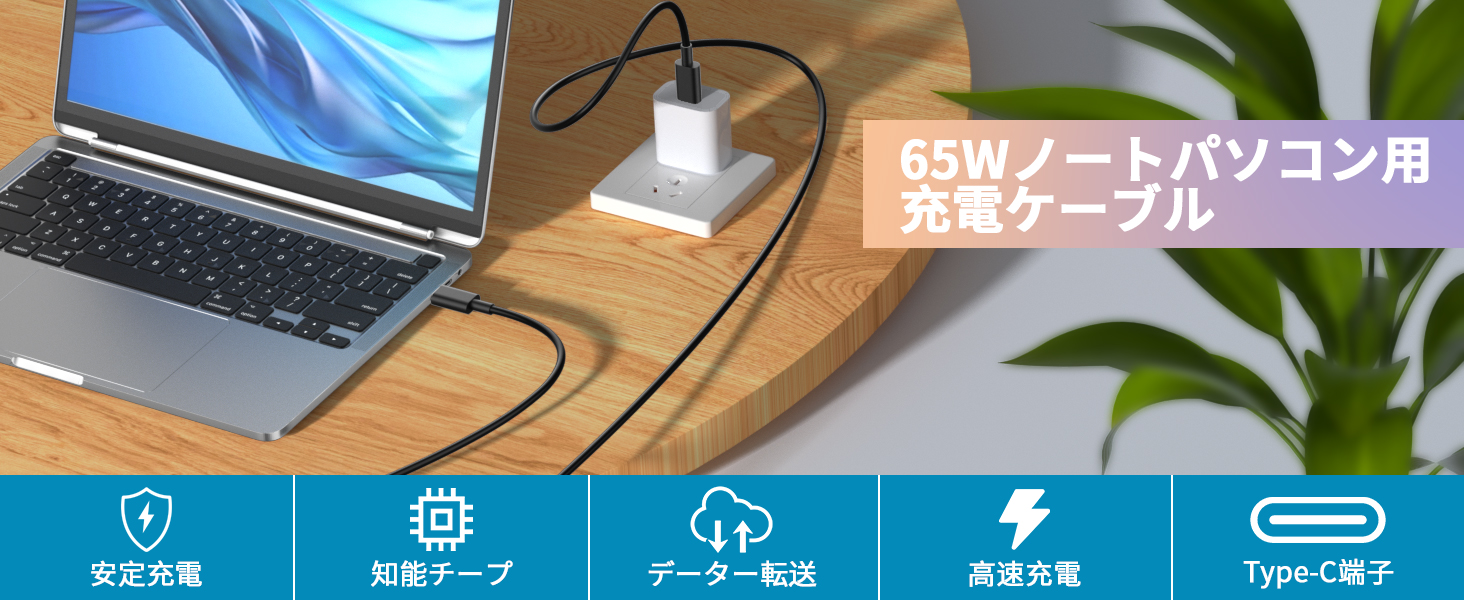 Amazon.co.jp: ノートパソコン 充電ケーブル タイプc 1.8M 65W USB
