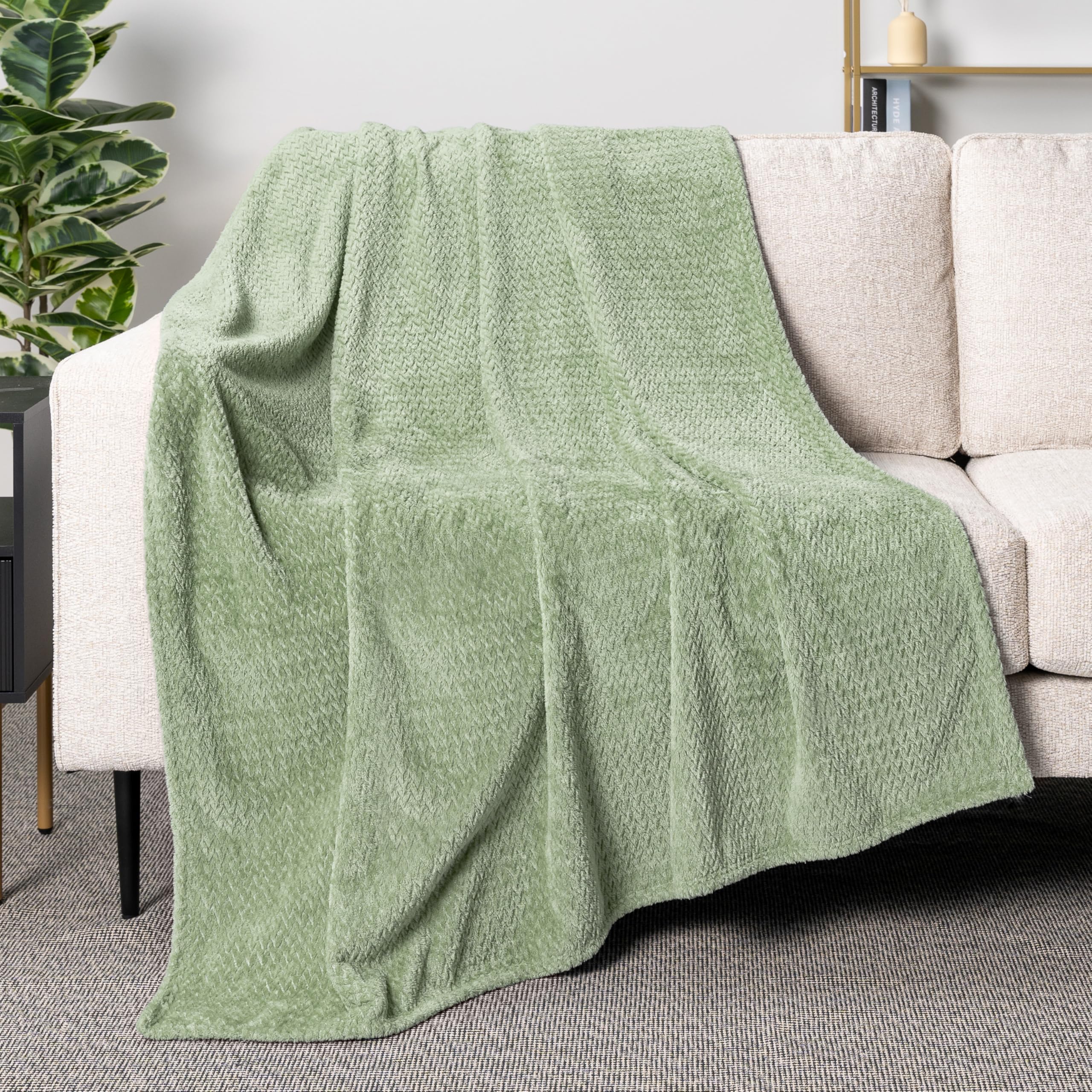 Amazon.com: PAVILIA Soft Fleece Light Green Throw Blanket for