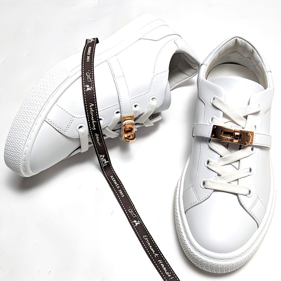 ☆HERMES☆デイ ピンクゴールドケリーバックルスニーカーサイズ37.5