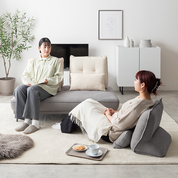 アイランドソファ+自立式背もたれクッション2個 Pulau【プロゥ