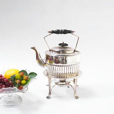 アンティーク シルバープレートティーケトル&ウォーマースタンド