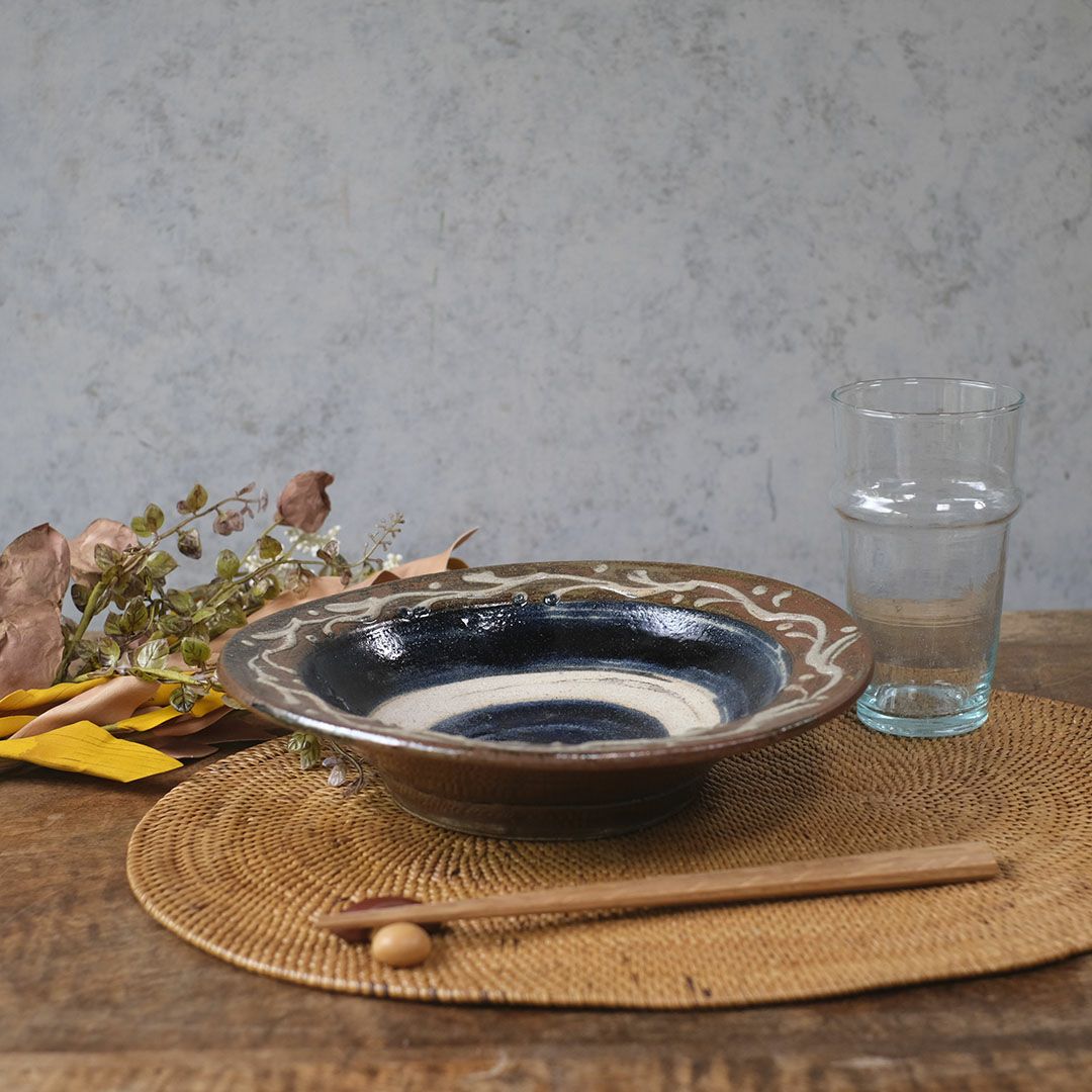 やちむん 宮城正享 いっちん 8寸ワンブー大皿 24cm 読谷村北窯 一点物