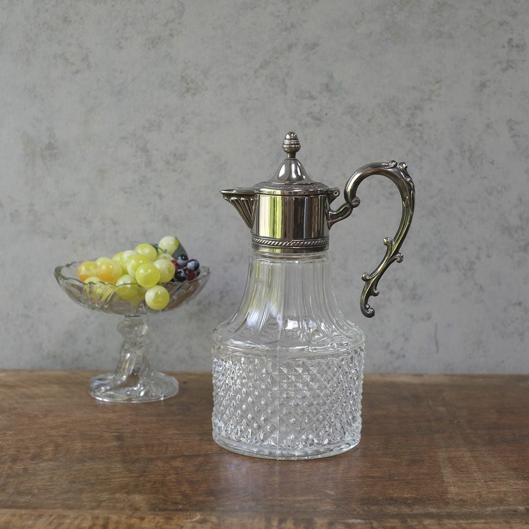 アンティーククラレットジャグ シルバープレート イギリス ガラスの