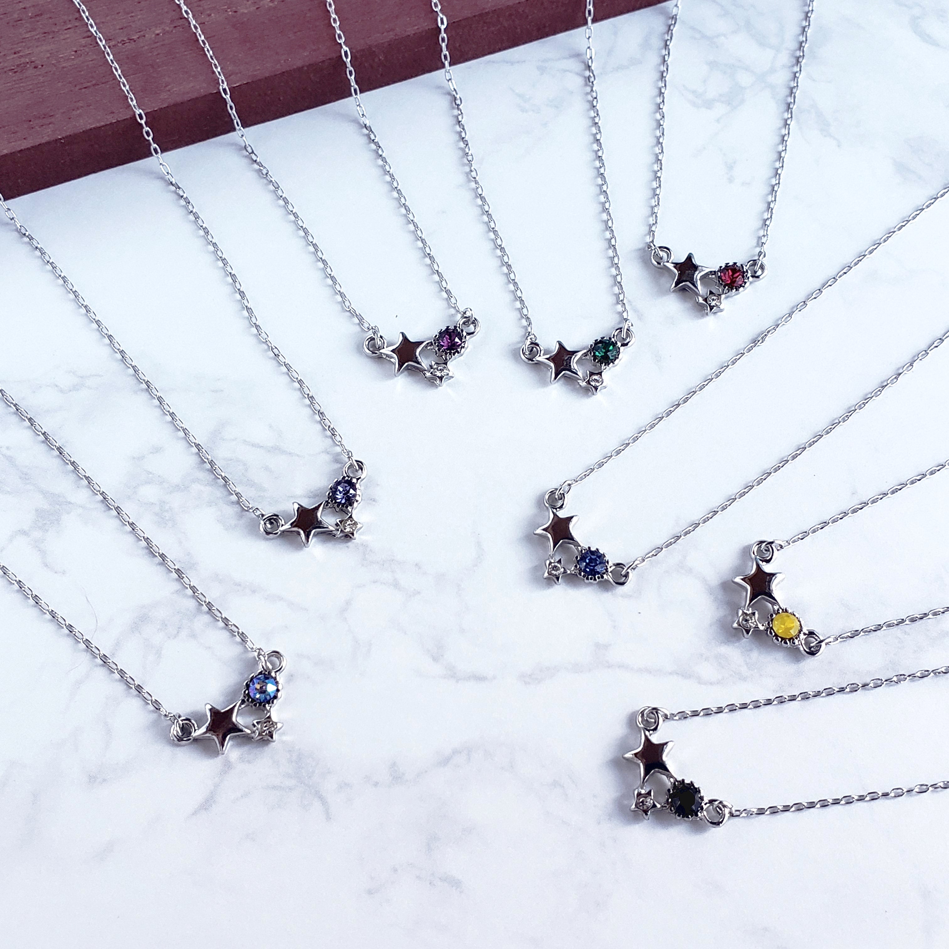 銀色の宝石星ネックレス【シルバー】 – 宙フェス夜市