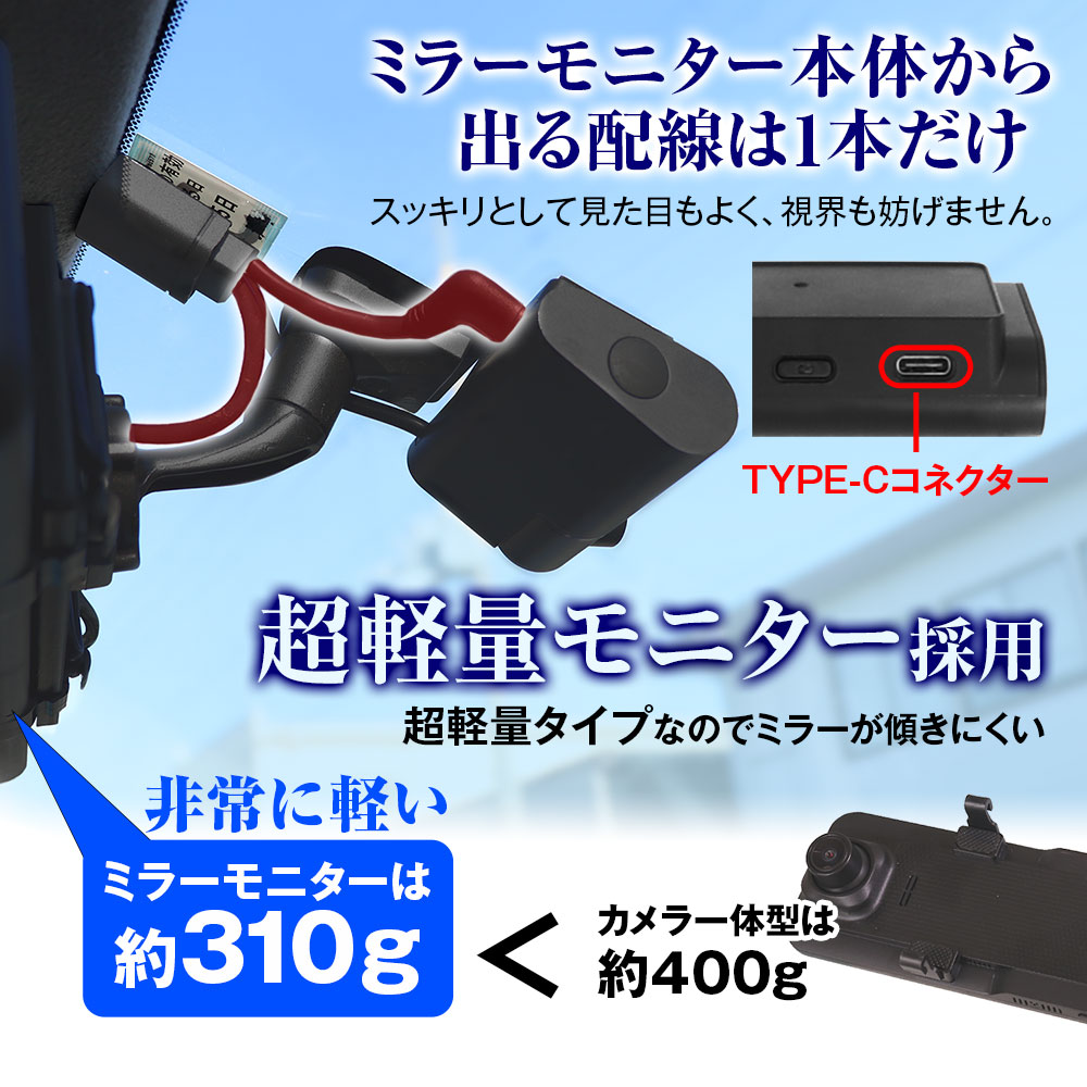 GPSアンテナGセンサーフロントカメラ一体型デジタルミラー MDR