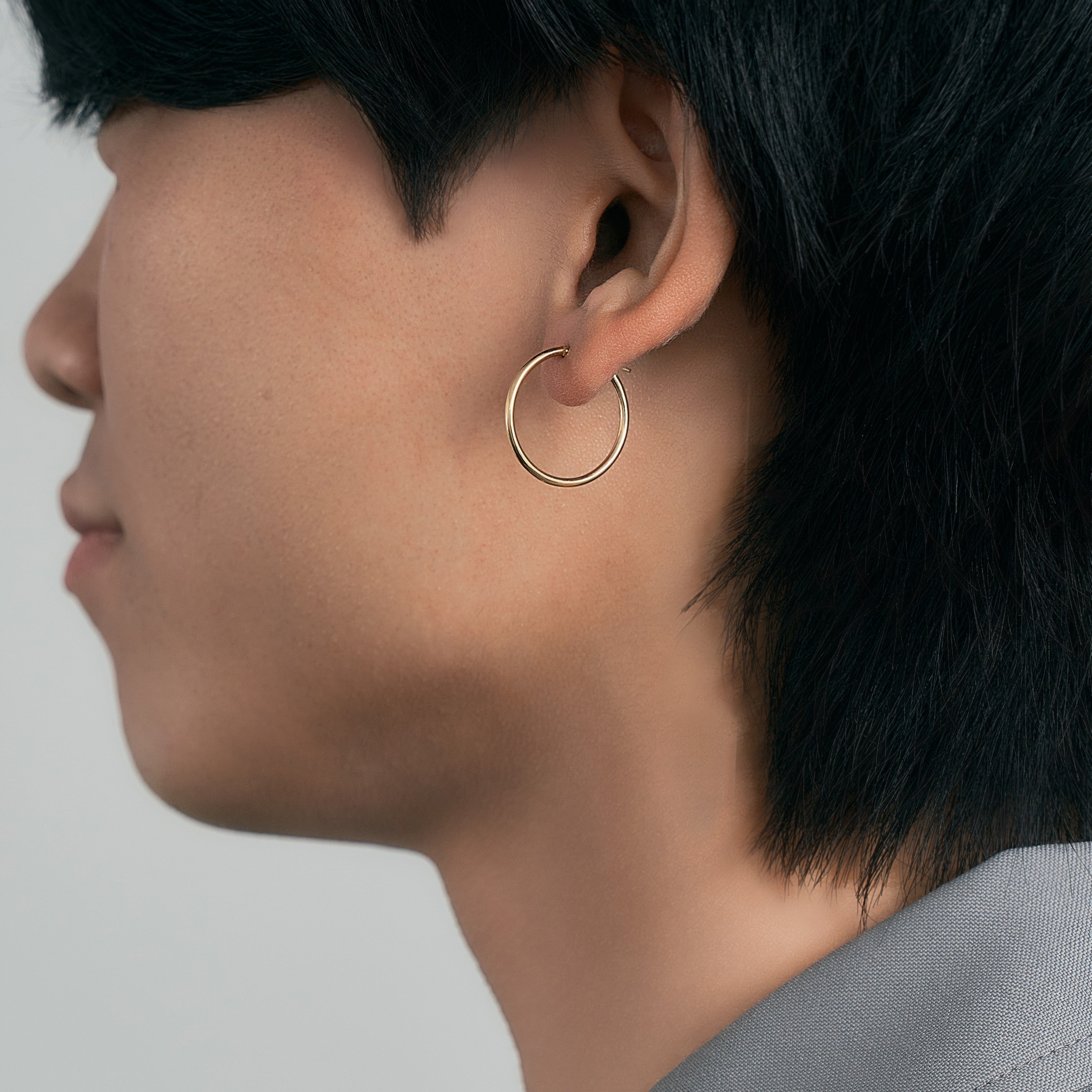 K18 フープピアス（Mサイズ-細）- me.（エムイードット）