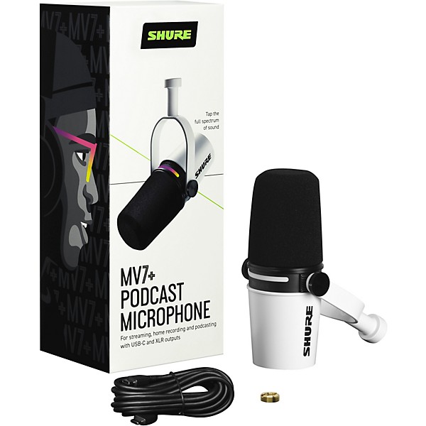 Shure MV7+ Podcast Microphone White | Guitar Center