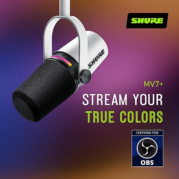 Shure MV7+ Podcast Microphone White | Guitar Center
