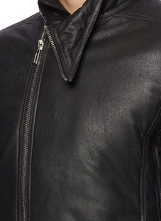 RICK OWENS | 'Mollino' slant zip leather biker jacket | Men | Lane