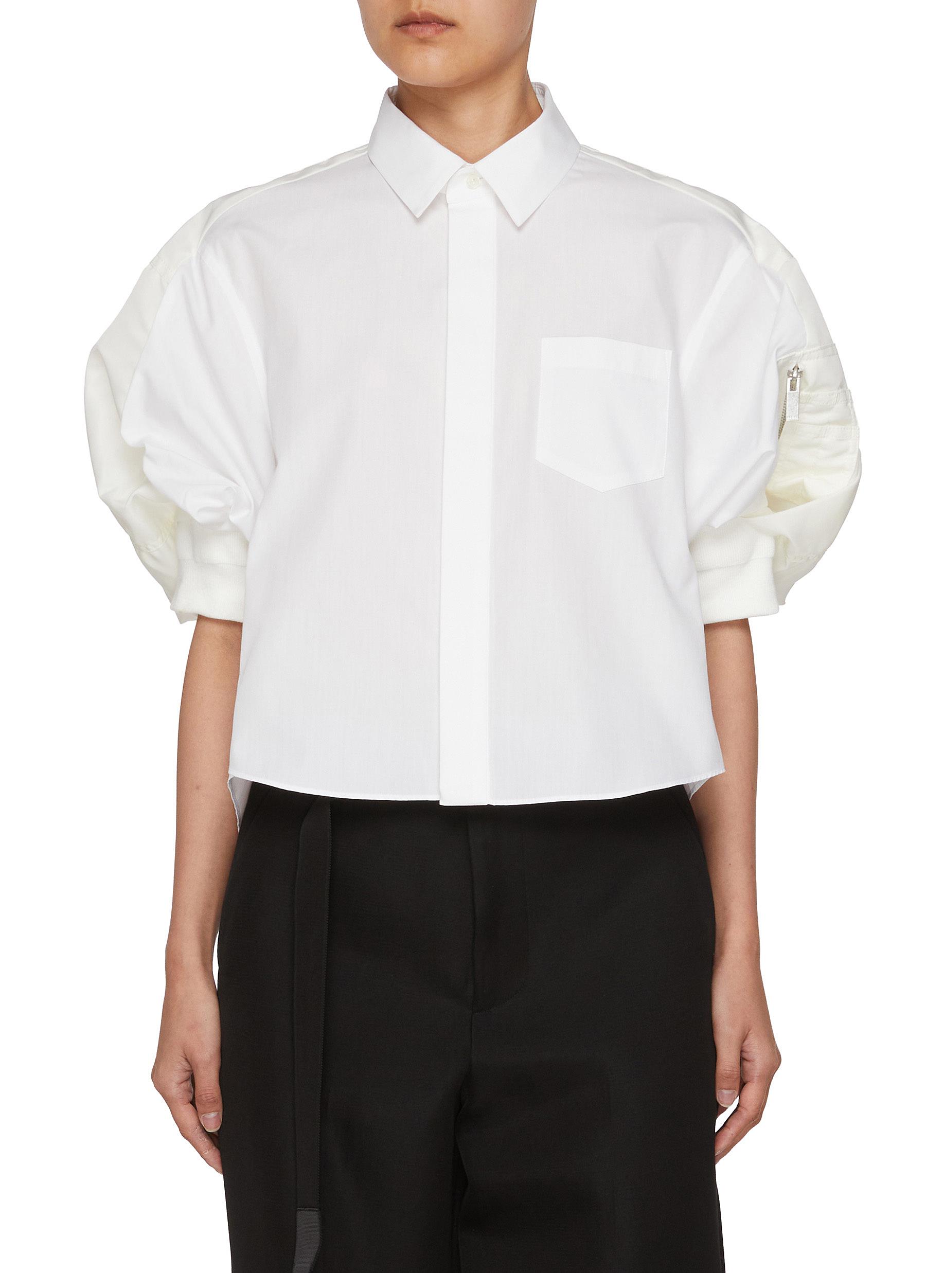 SACAI | Puff Sleeve Cropped Shirt | Women | Lane Crawford