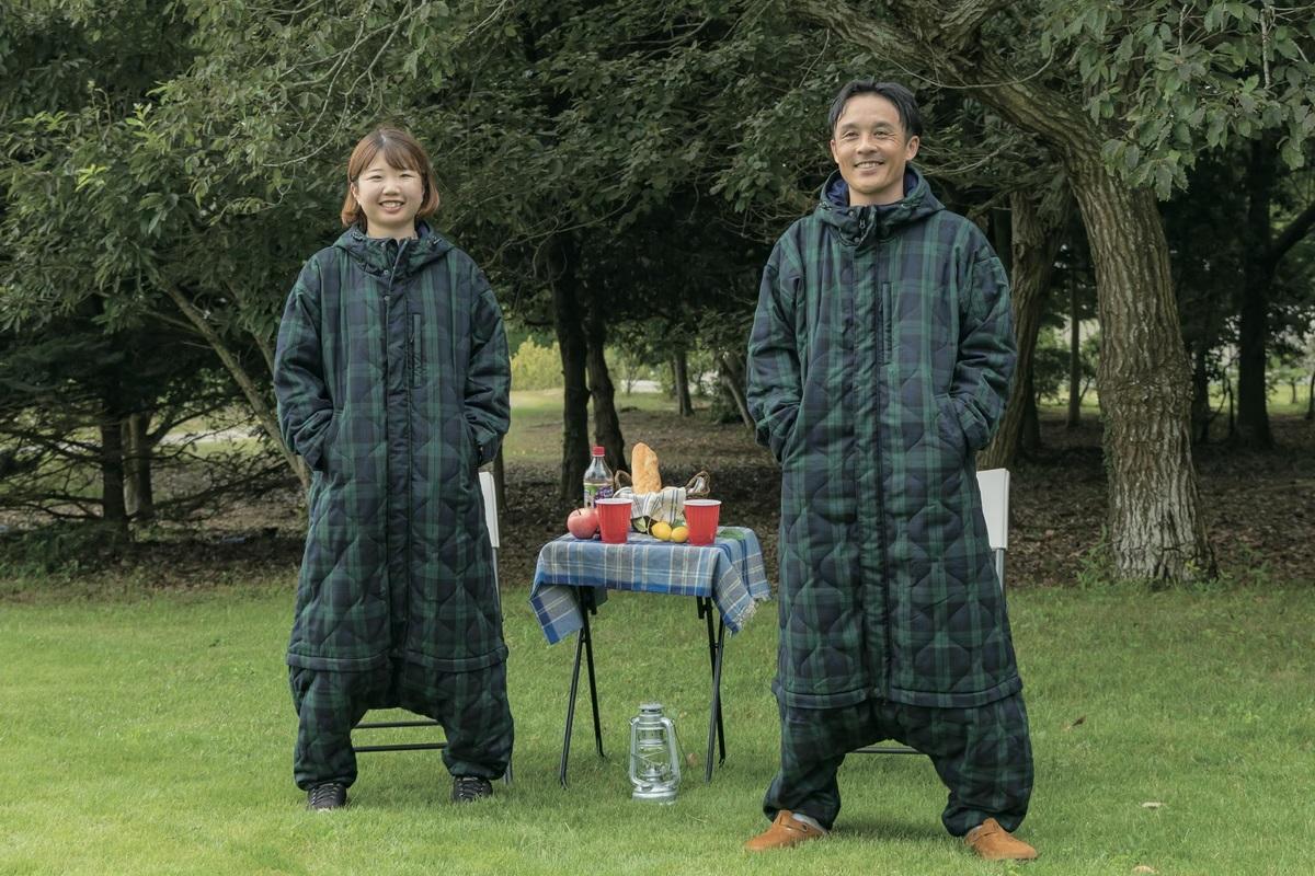 着る寝袋！黒、メンズS 人気のモモンガ風シルエット アウトドア