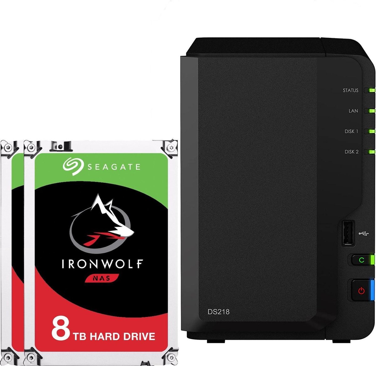 Synology DS218 Ironwolf 16TB (2x 8TB) - NAS | bol