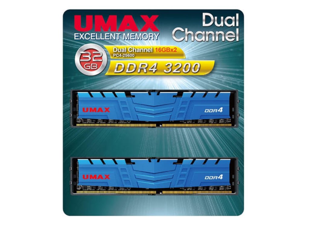 メモリー UMAX 16Gx2 DDR4-3200 Dual Channel