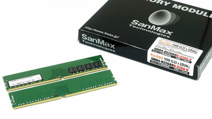 1枚で32GBの大容量や片面16GBなど、サンマックスDDR4 3200MHz対応