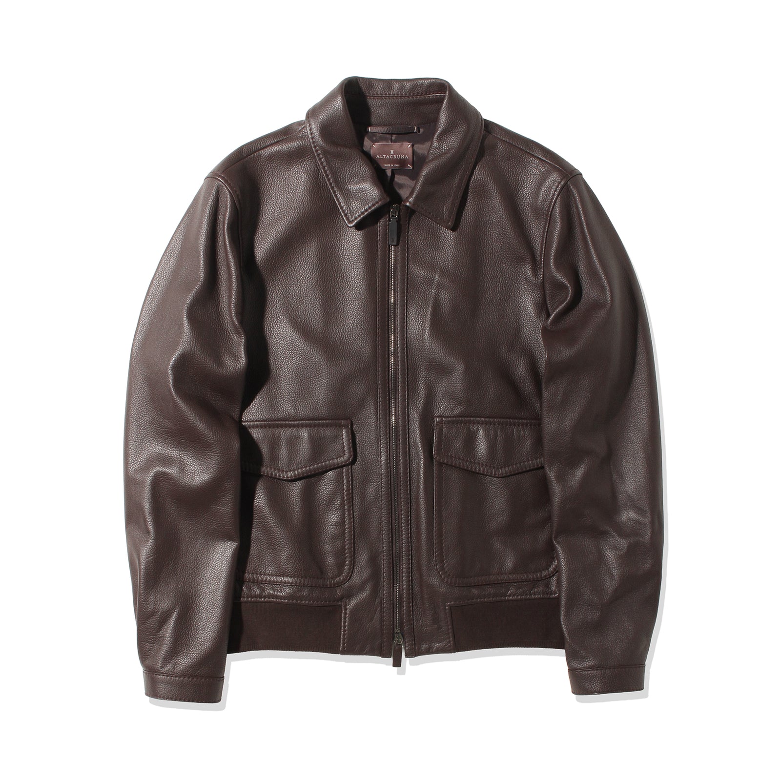 Bomber JK Grain Leather Bordeaux Brown – MINIMAL WARDROBE