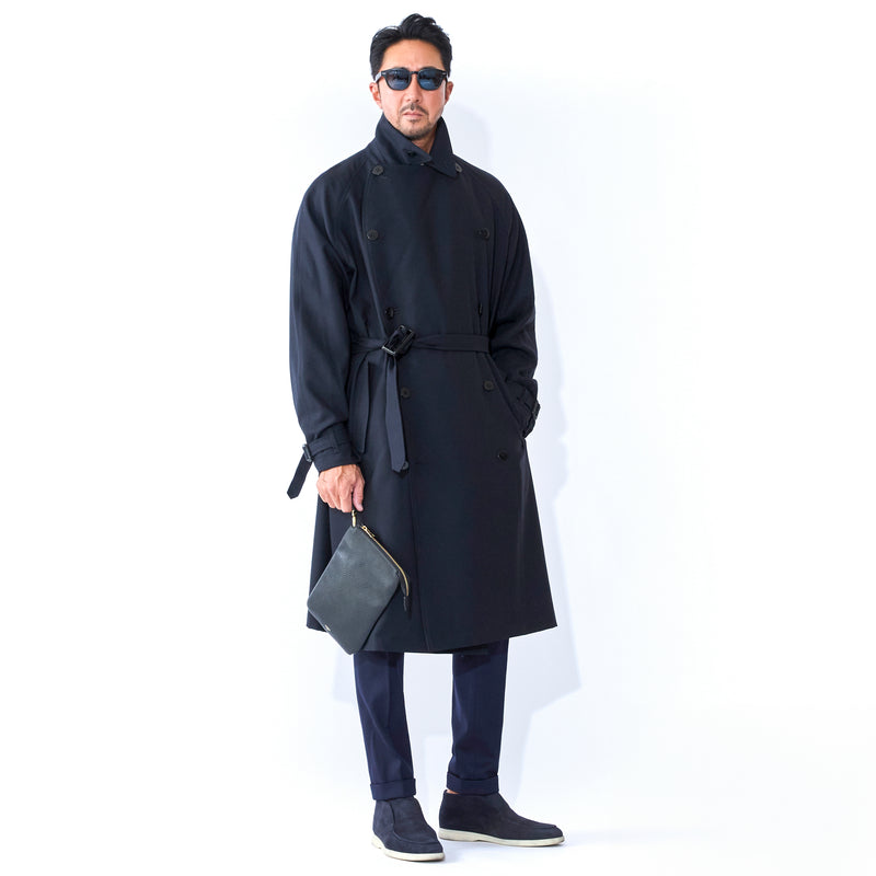 トレンチコート ウール ネイビー – MINIMAL WARDROBE