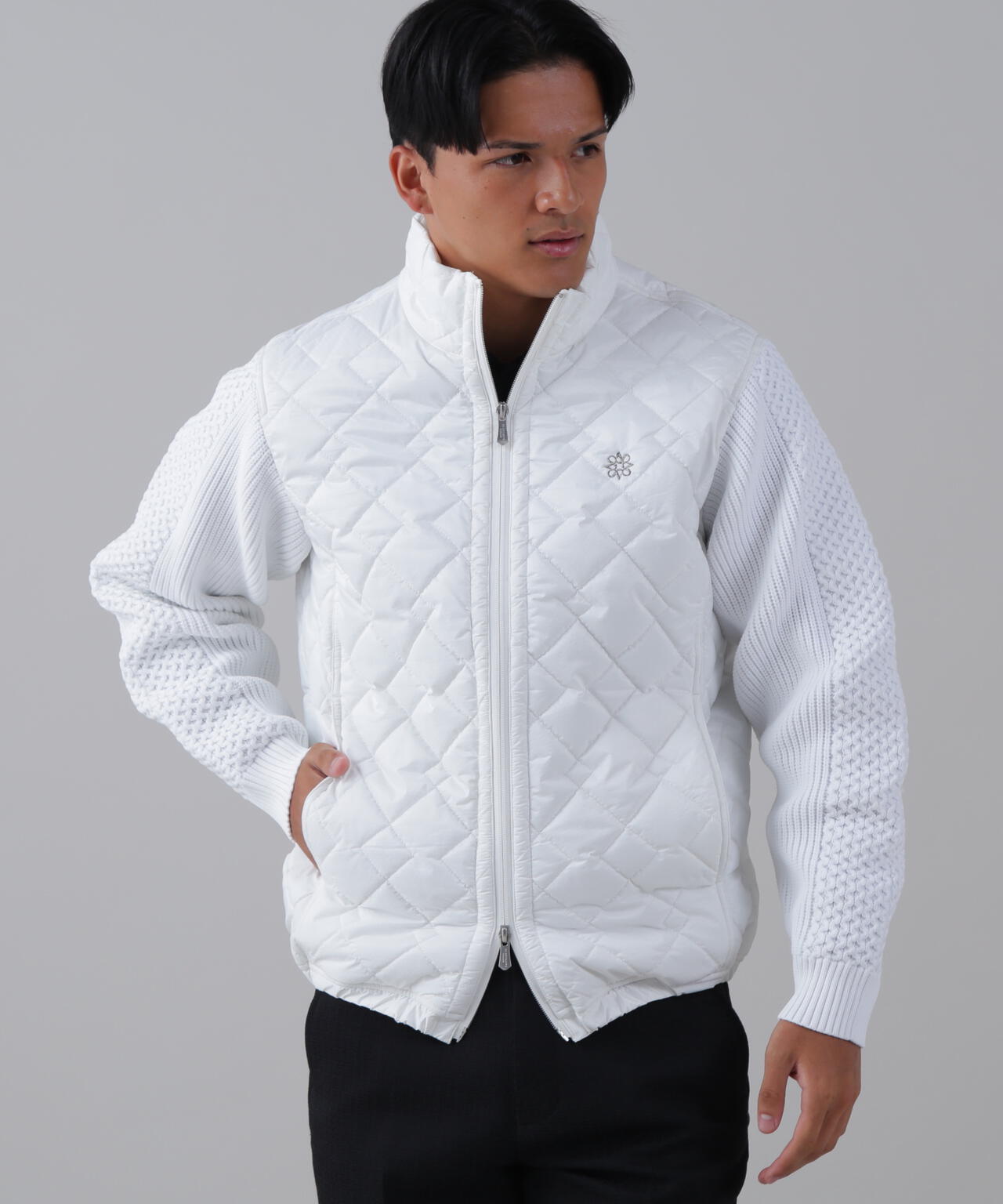 ドットストレッチキルト袖ニットブルゾン (MENS) | St ANDREWS（セント