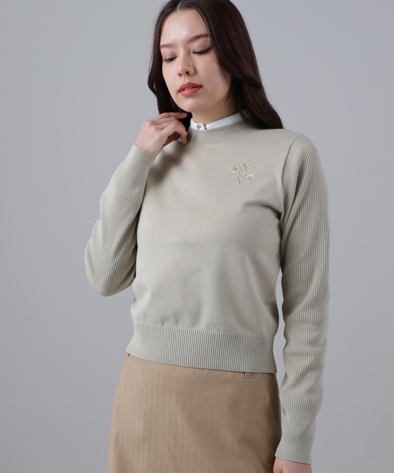 14G天竺×リブ クルーネックニットプルオーバー (WOMENS) | St ANDREWS