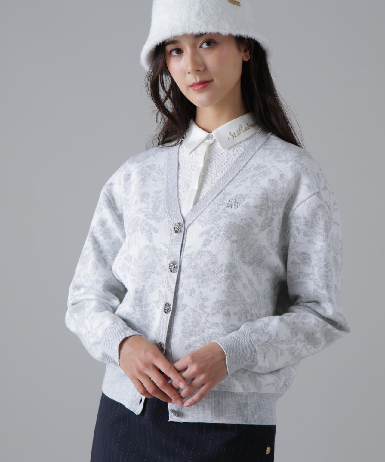 16Gボニースコットランドジャガードニットカーディガン (WOMENS) | St