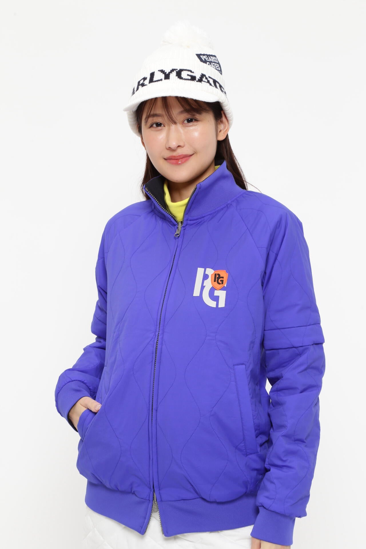 パーリーゲイツ ジャケット ブルゾン 2/L ダウン バイカラー ブルー