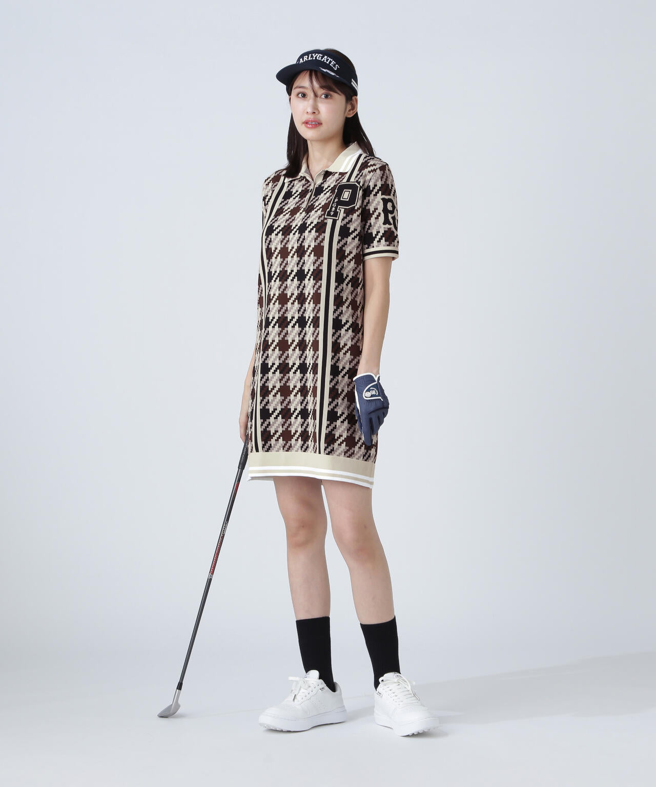 ジャガード ガンクラブチェック柄ポロニットワンピース | PEARLY GATES