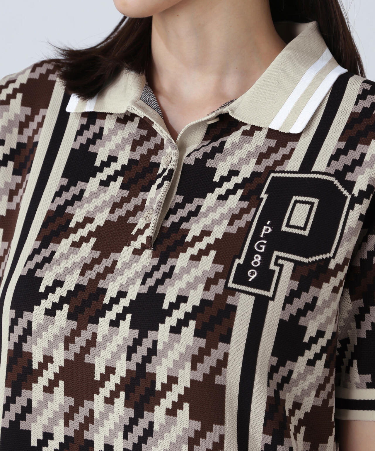 ジャガード ガンクラブチェック柄ポロニットワンピース | PEARLY GATES