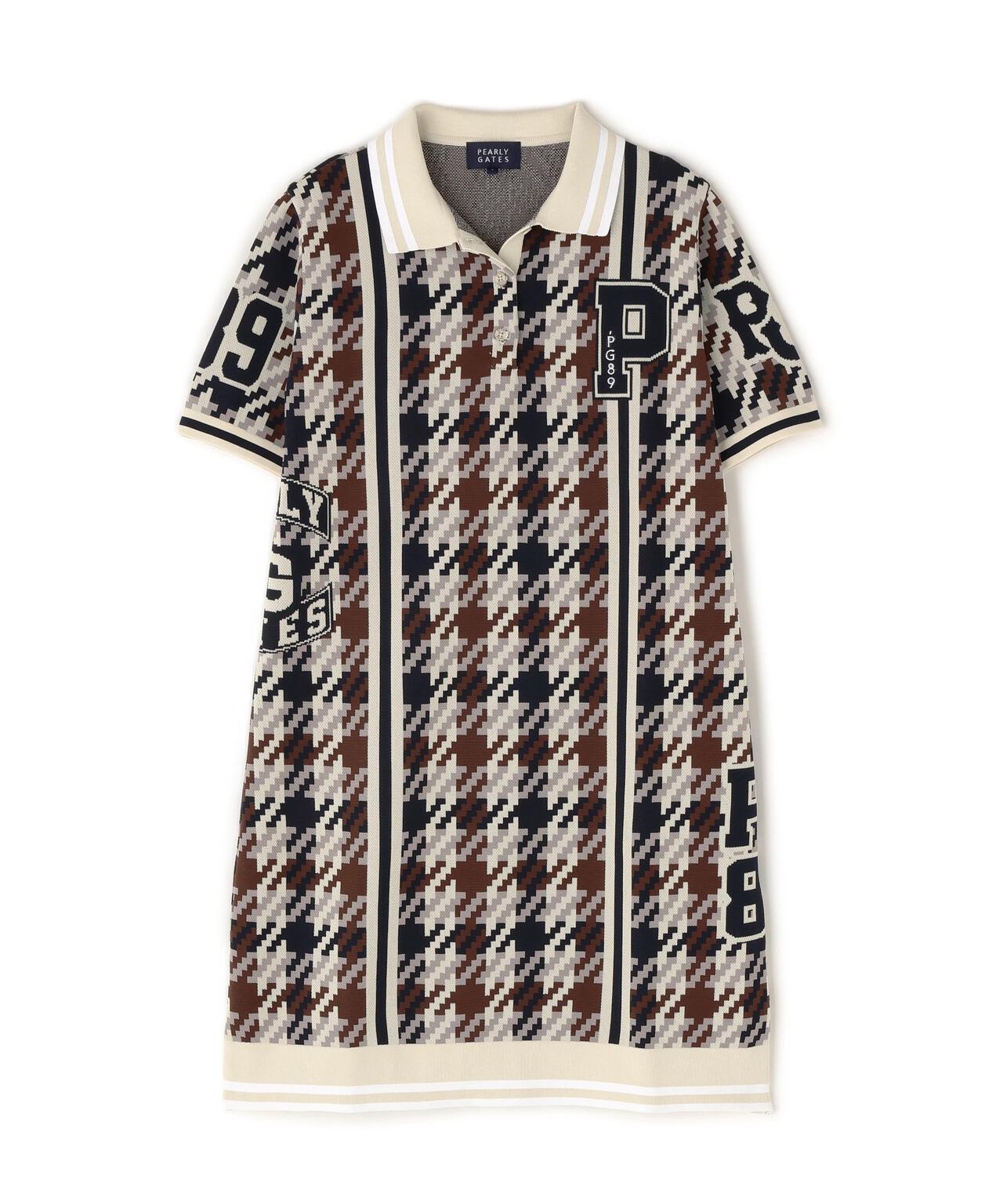 ジャガード ガンクラブチェック柄ポロニットワンピース | PEARLY GATES