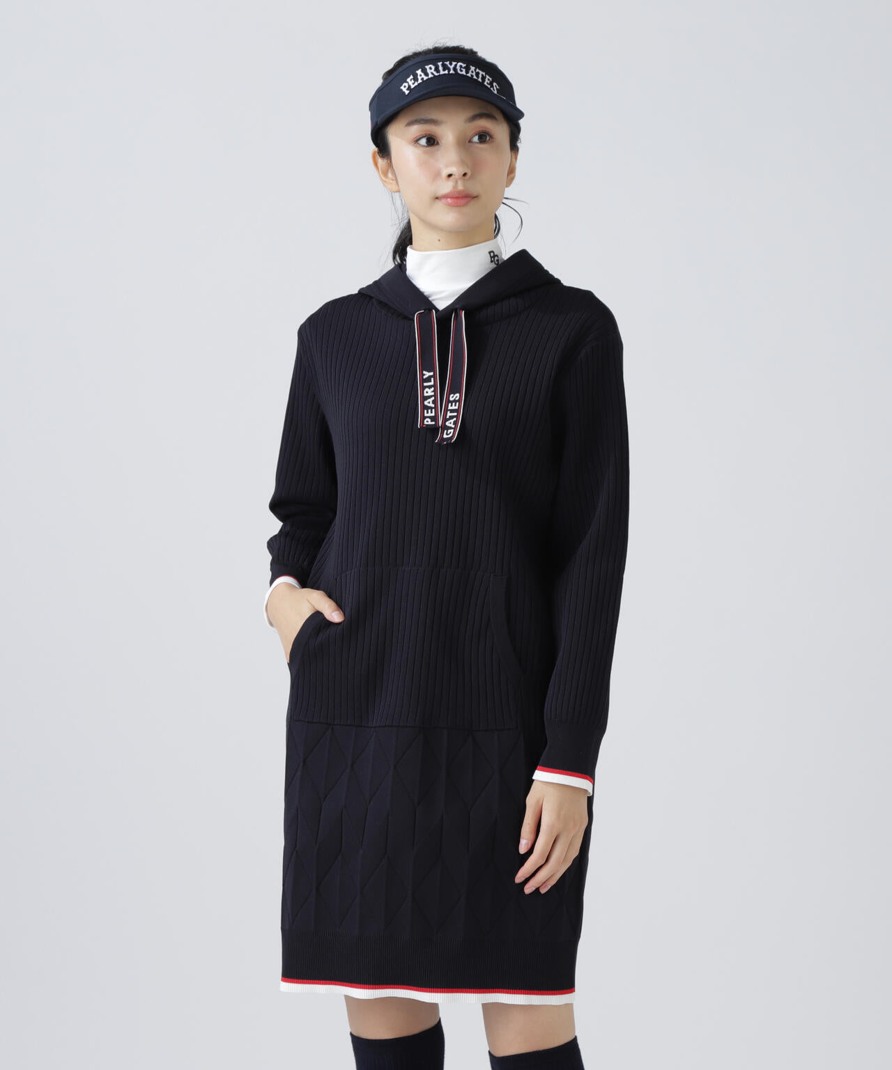 ポリエステルヤーンmmフーディニットワンピース | PEARLY GATES