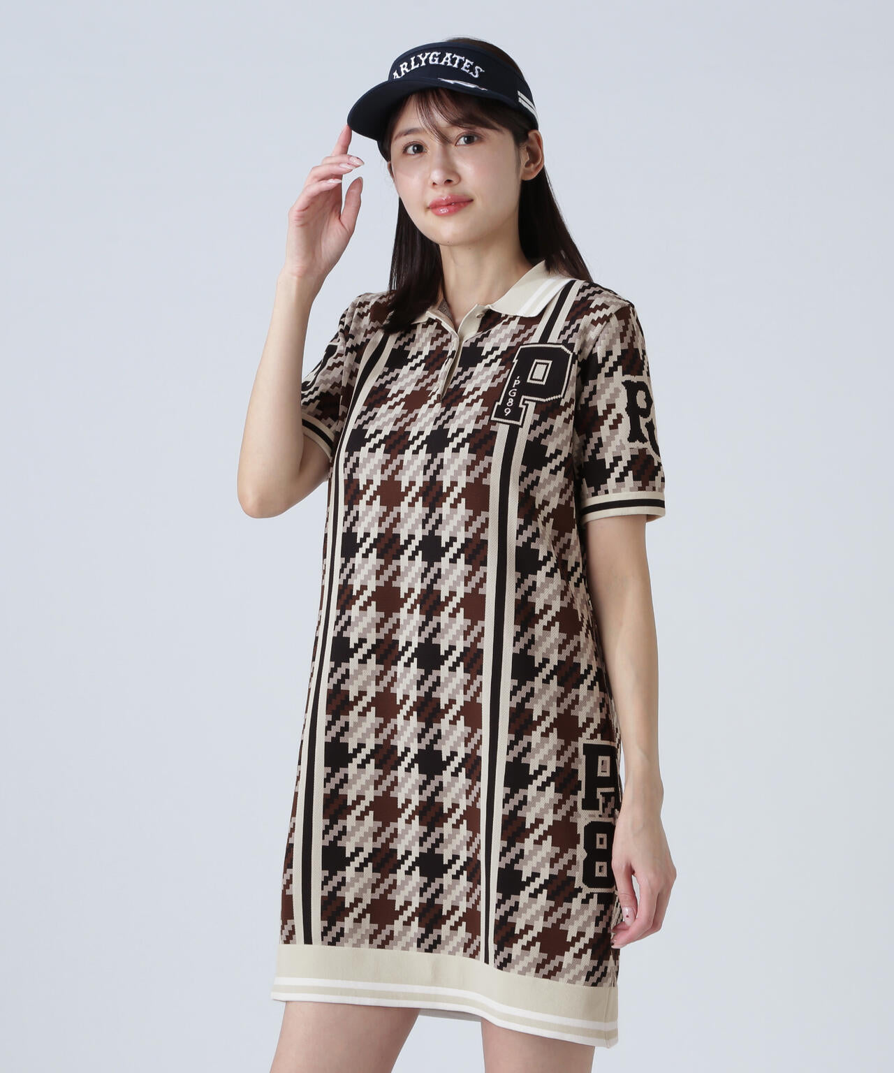 ジャガード ガンクラブチェック柄ポロニットワンピース | PEARLY GATES