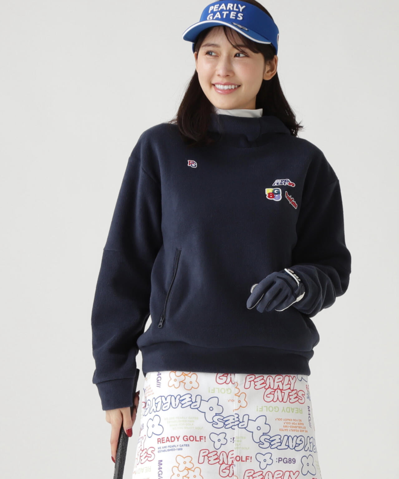 レーヨンブレンドストレッチフリースフーディプルオーバー | PEARLY