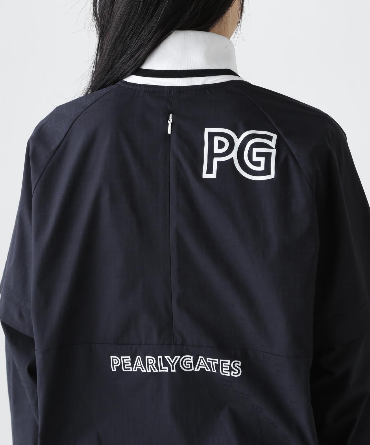 PG is PG ロゴジャガードポリエステルタフタジップアップブルゾン