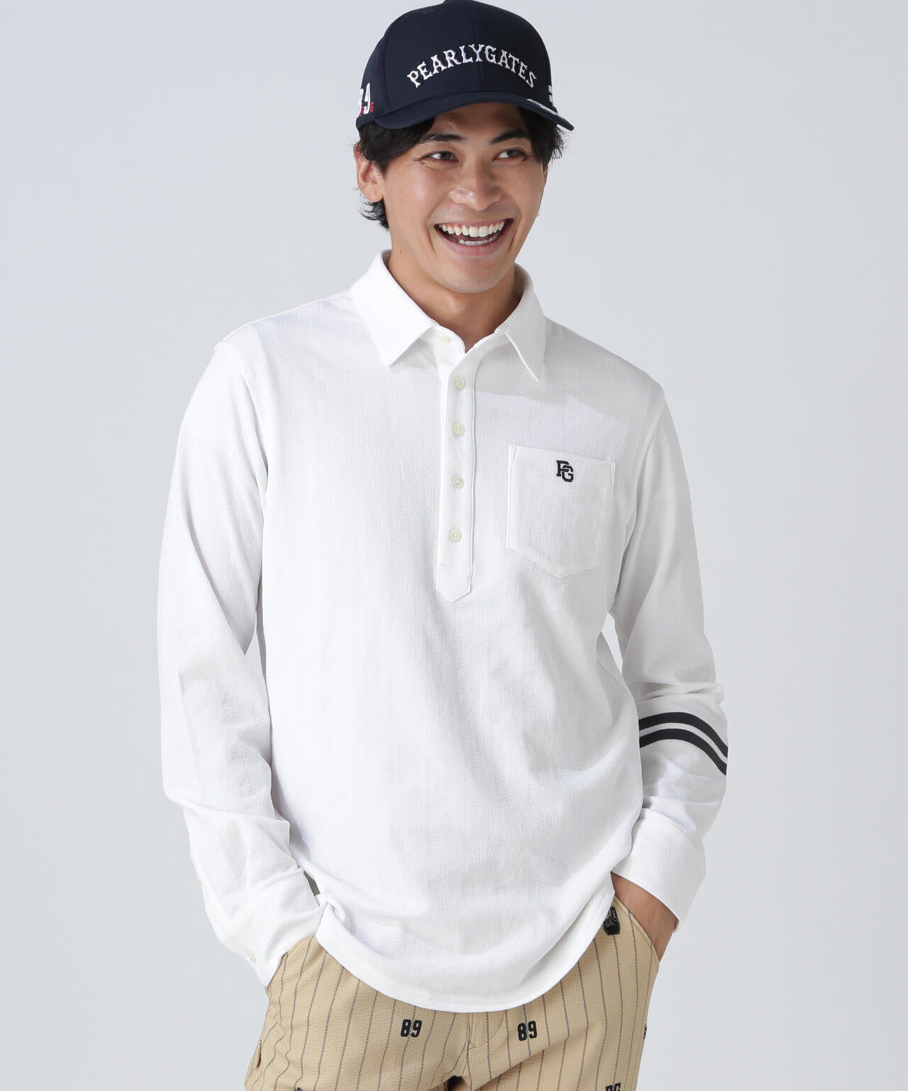 タックジャガードストライプ長袖カットソー | PEARLY GATES（パーリー