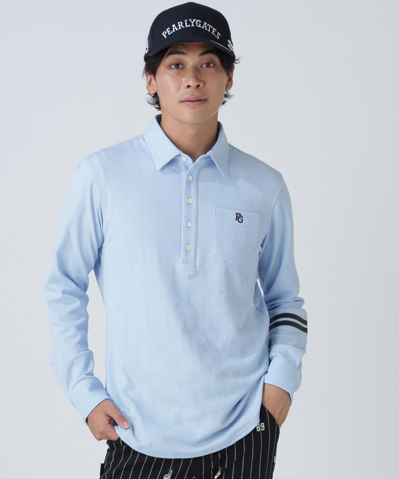 タックジャガードストライプ長袖カットソー | PEARLY GATES（パーリー