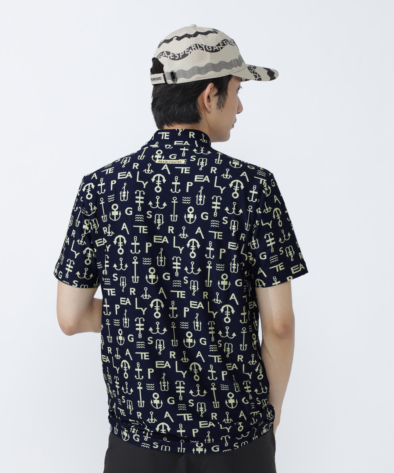 アンカーロゴ柄プリント半袖モックネックカットソー | PEARLY GATES