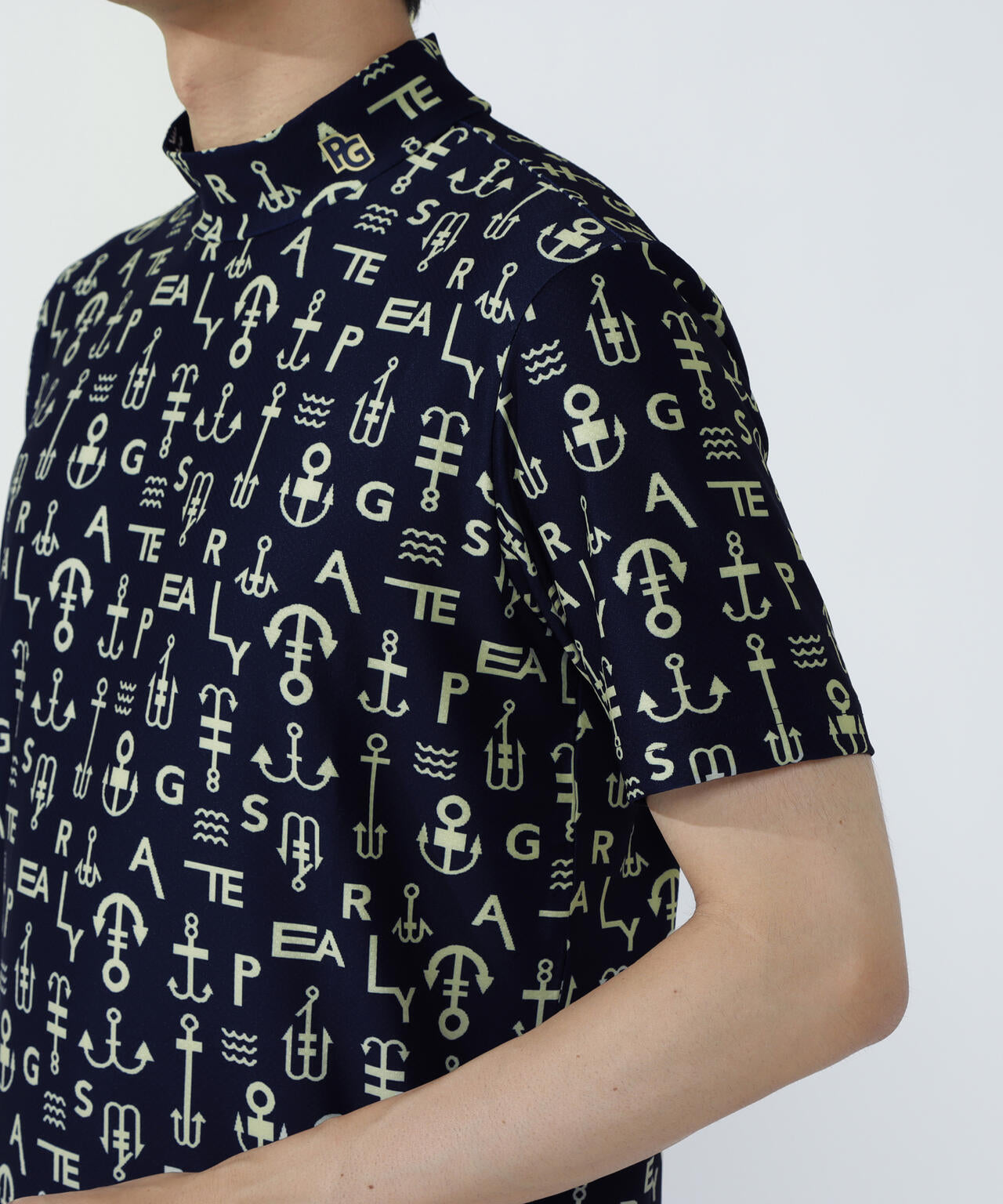 アンカーロゴ柄プリント半袖モックネックカットソー | PEARLY GATES