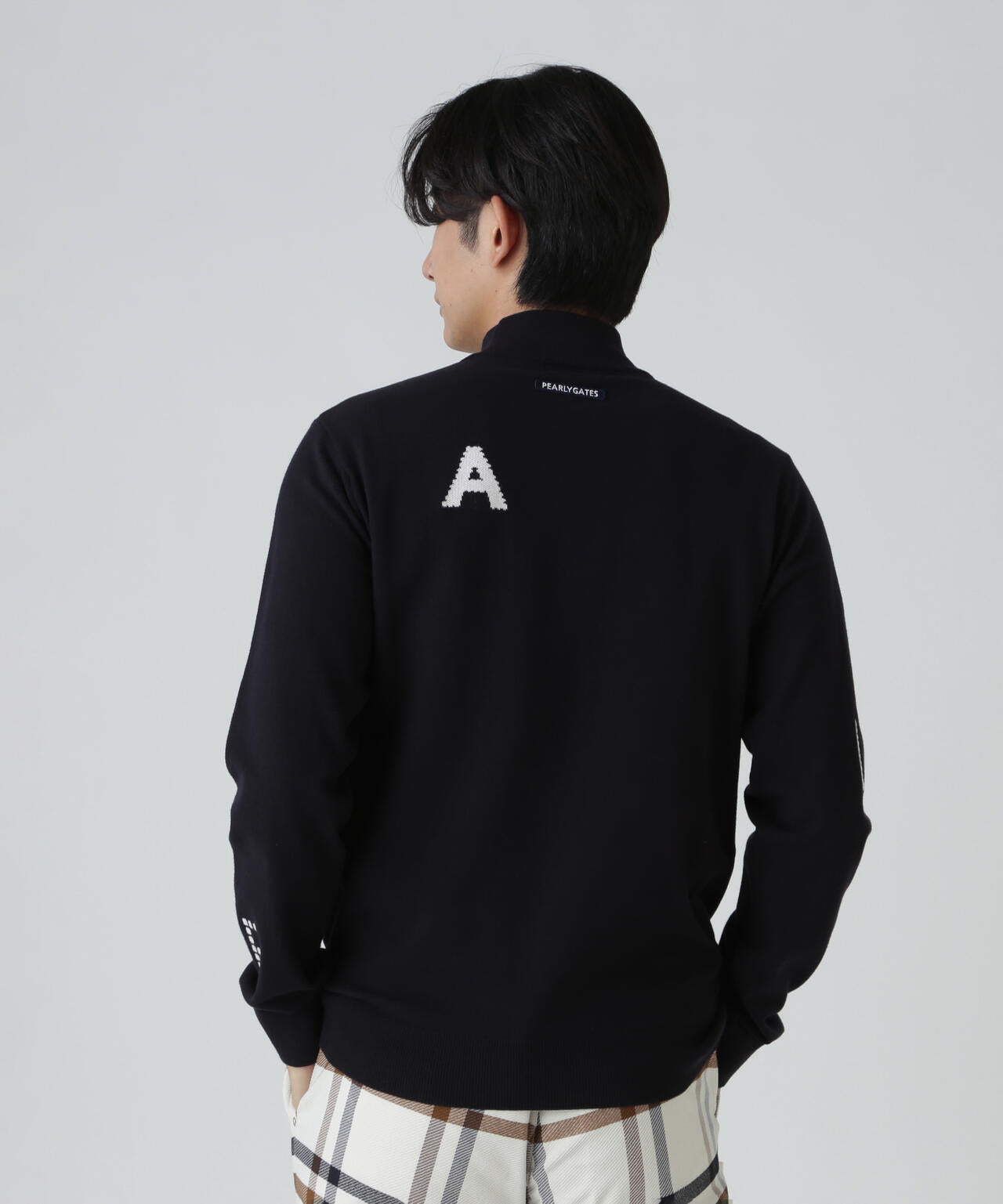 12G部分ジャガードカシミヤタッチコットンハイネックニットプル