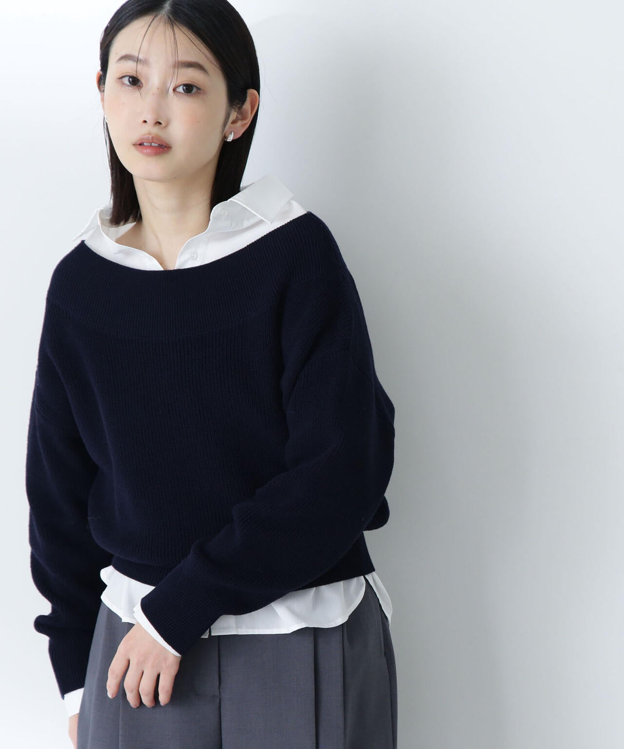 Oggi掲載】シャツレイヤードオフショルニット | NATURAL BEAUTY BASIC